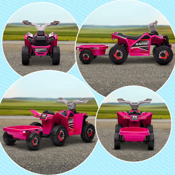 6V Electric Quad Bike for Toddlers with Rear Storage Trailer