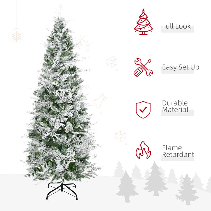 Pencil Snow Flocked Artificial Christmas Tree with Realistic Cypress Branches