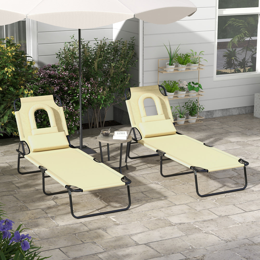 Outdoor Foldable Sun Lounger Set of 2