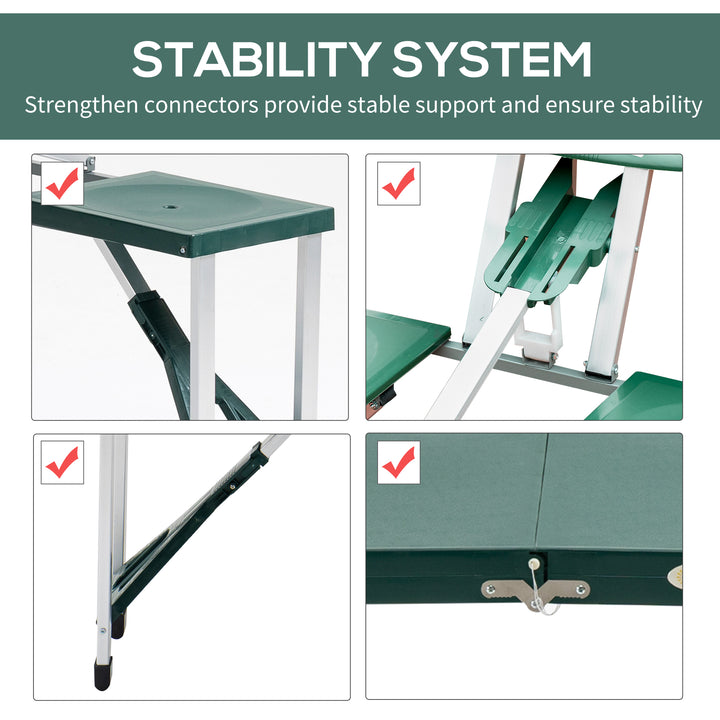 Folding Camping Table with Stools Set Aluminum Bench Picnic Garden Party BBQ Portable