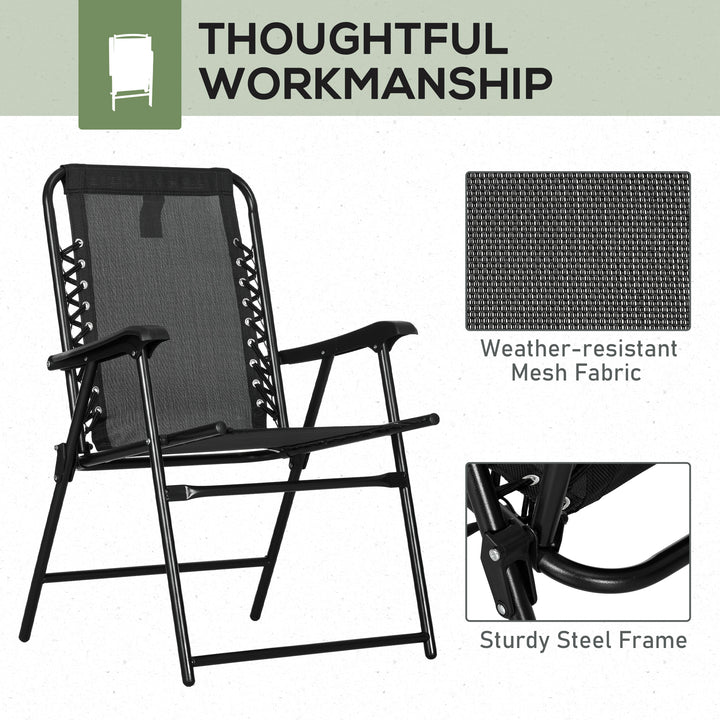 Patio Folding Chair Set: 2 Portable Loungers with Armrests