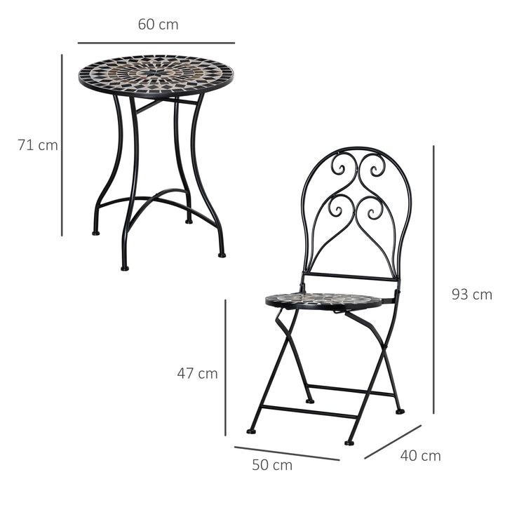 3 Piece Garden Outdoor Bistro Set with Coffee Table and 2 Folding Chairs