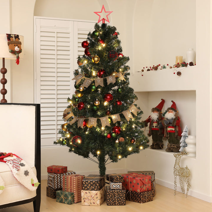 6 Ft Christmas Tree Pre Lit with Flame-retardant Plastic