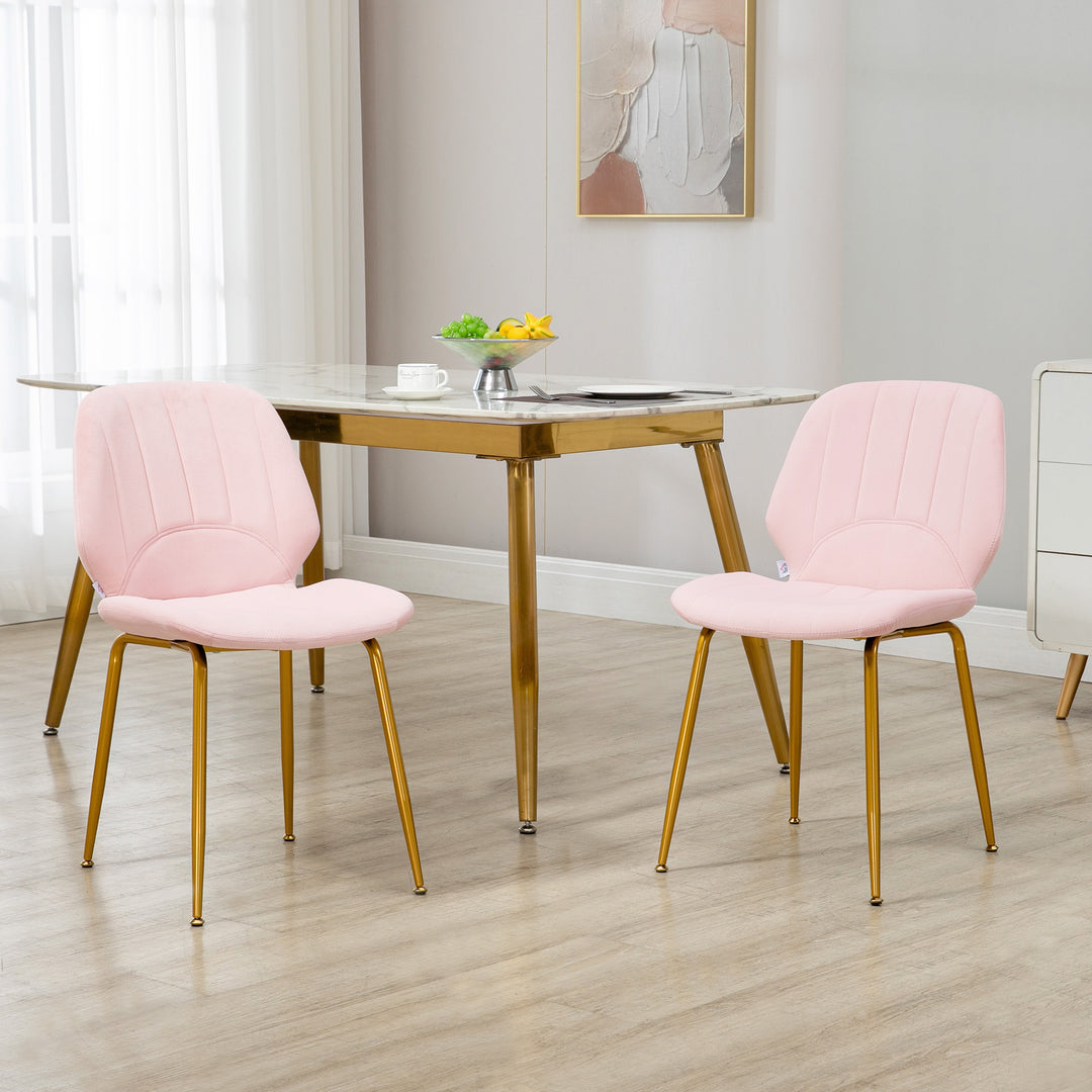 HOMCOM Velvet Dining Chairs Set of 2, Pink