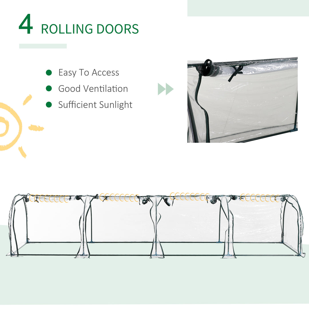 PVC Tunnel Greenhouse Green Grow House Steel Frame for Garden Backyard with Zipper Doors 395x100x80 cm Clear