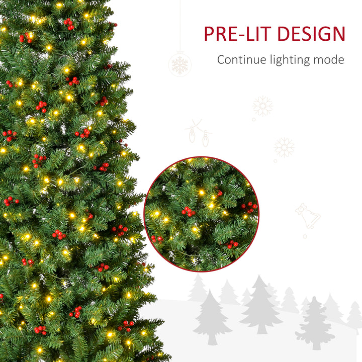 7FT Prelit Artificial Pencil Christmas Tree with Warm White LED Light