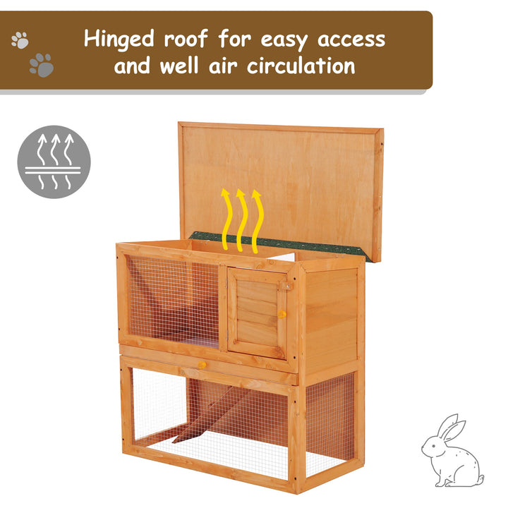 Wooden 90cm 2 Tiers Rabbit Hutch