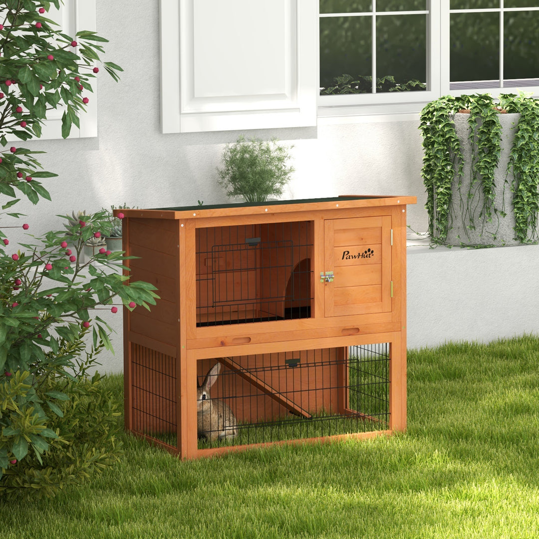 Two-Tier Antiseptic Wood Rabbit Hutch