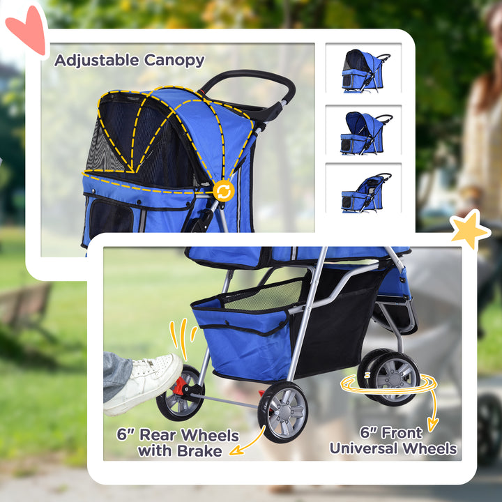 Dog Pram Cat Stroller Dog Stroller with Cup Holder