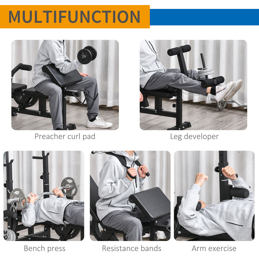 Multi-Exercise Full-Body Weight Rack with Bench Press