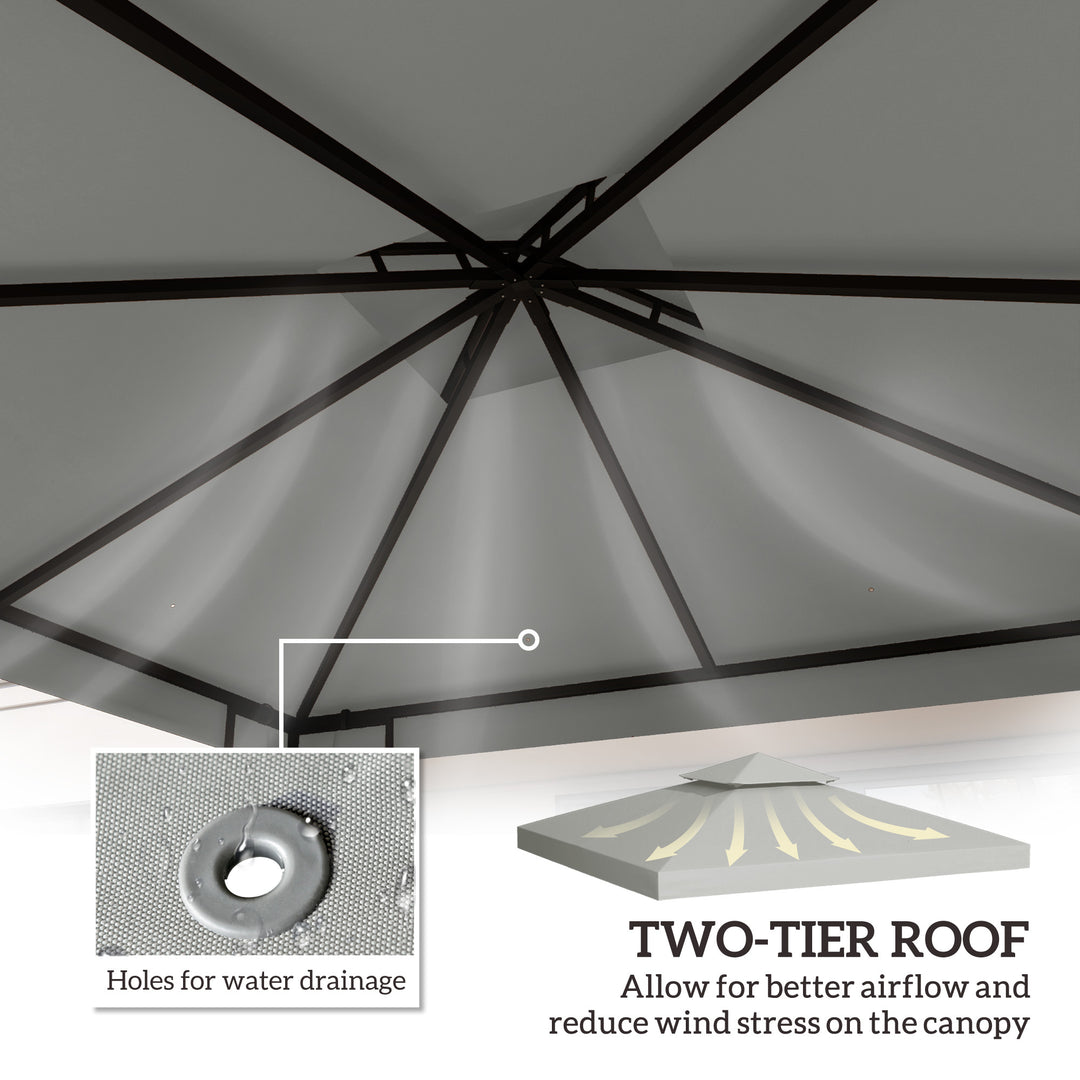 3 x 3(m) Gazebo Canopy Roof Top Replacement Cover Spare Part Light Grey (TOP ONLY)