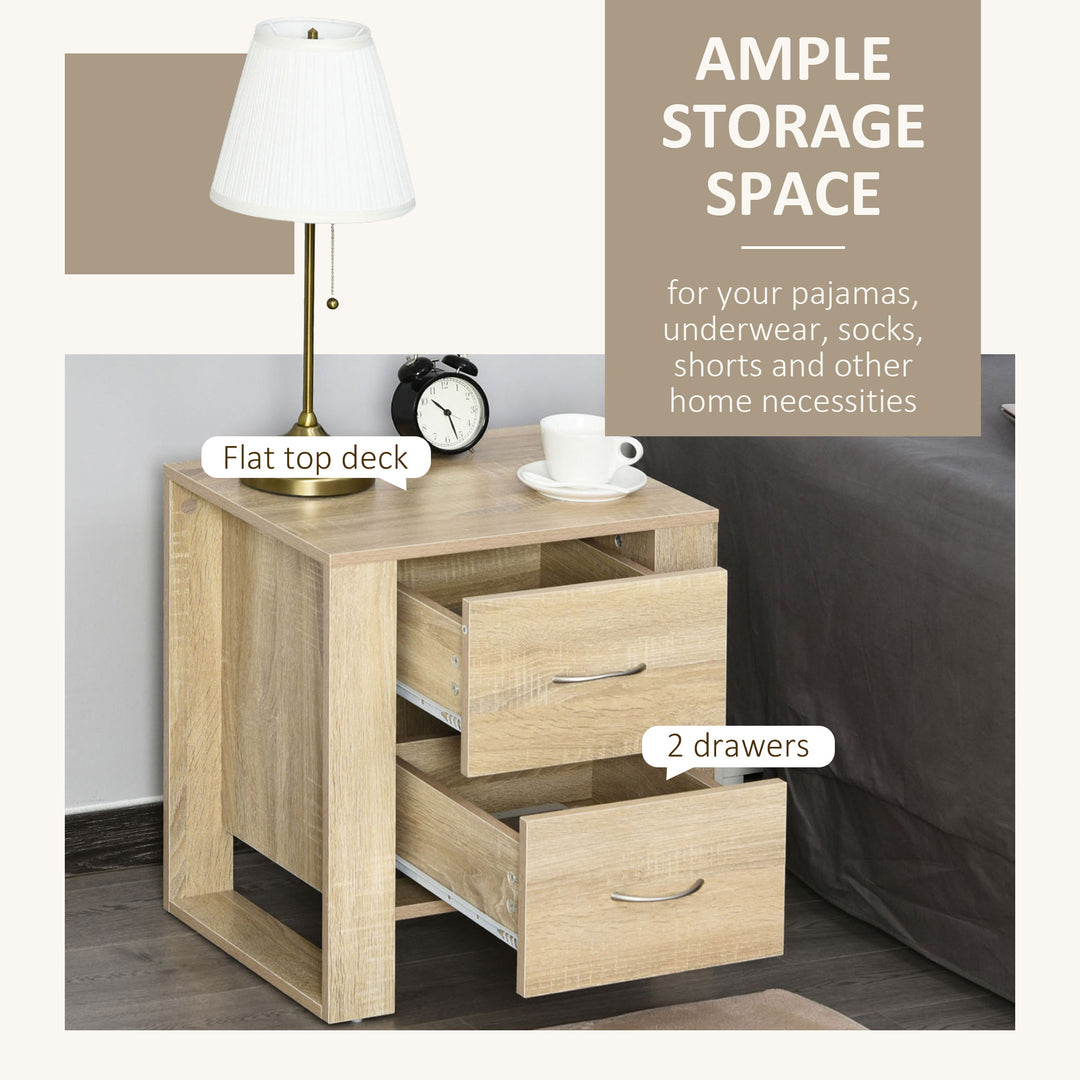 HOMCOM Bedside Table with 2 Drawers