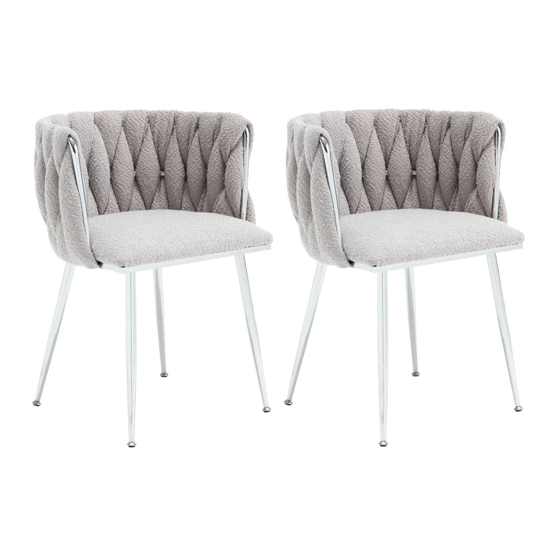 Set of 2 Hand-Woven Dining Chairs, Grey