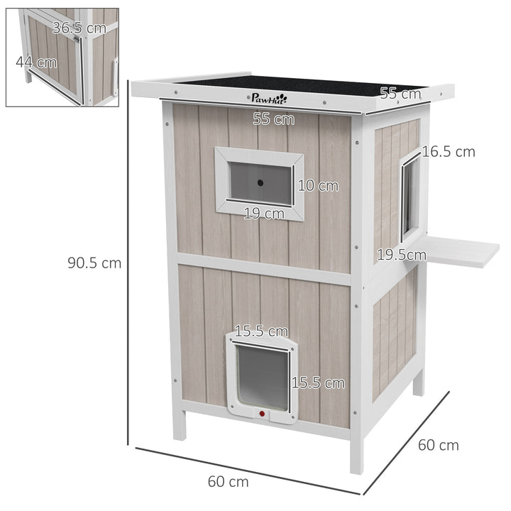 Outdoor 2 Tiers Wooden Cat Shelter w/ Removable Bottom