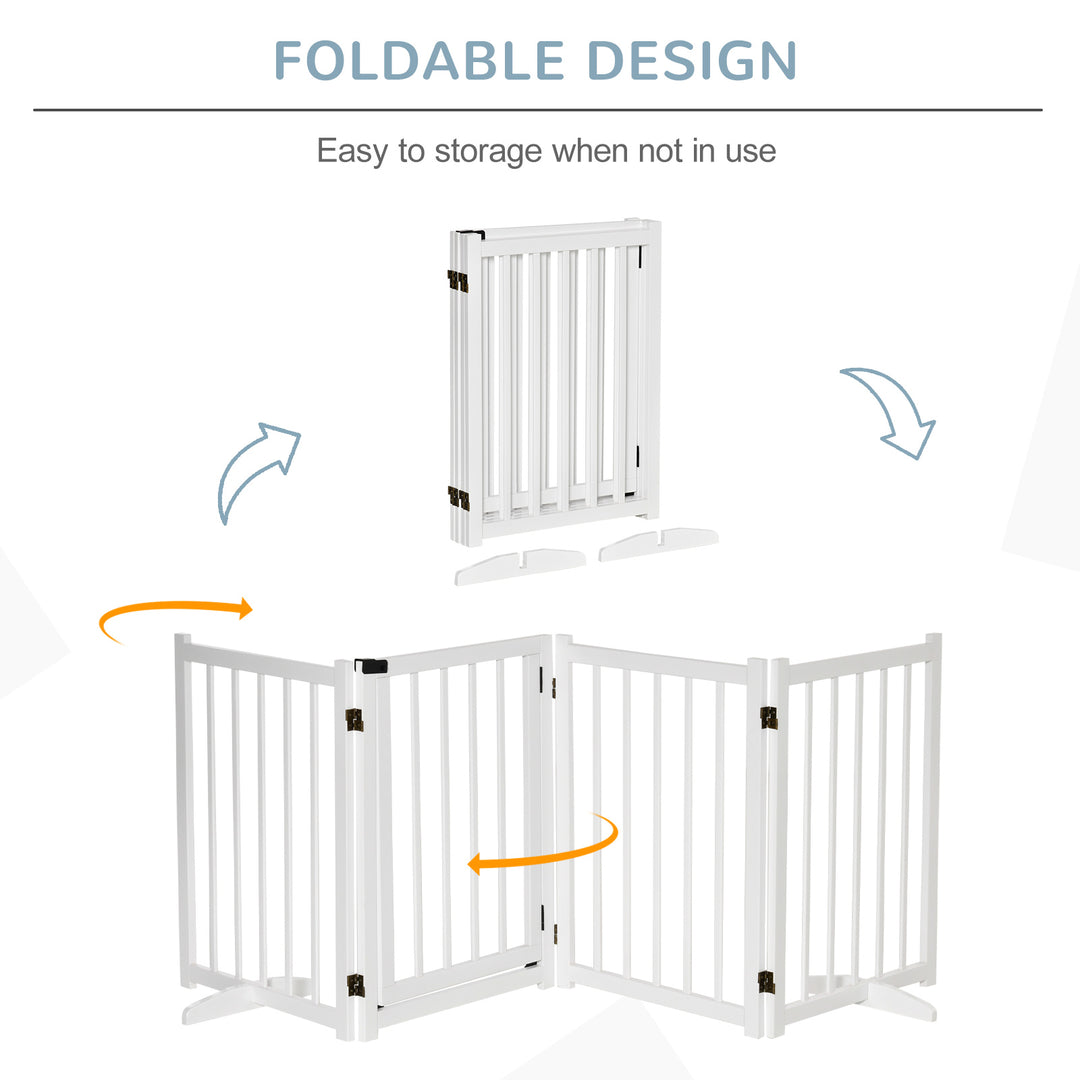 Freestanding Pet Gate: Wooden Foldable Barrier for Small to Medium Dogs