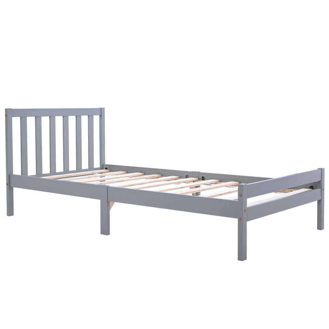 Solid Wooden Single Bed Frame with Headboard and Footboard