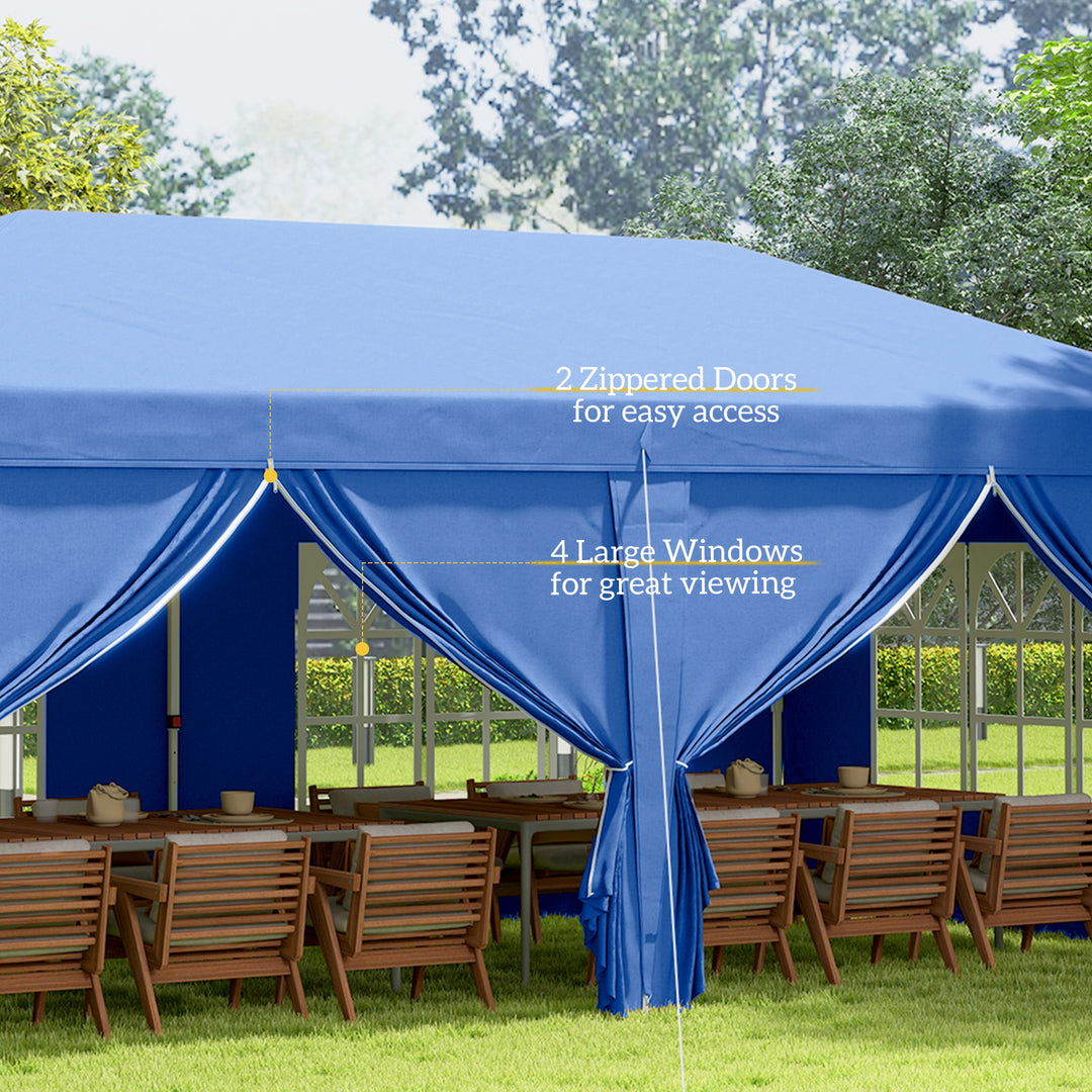 3 x 6m Garden Heavy Duty Water Resistant Pop Up Gazebo Marquee Party Tent Wedding Canopy Awning-Blue