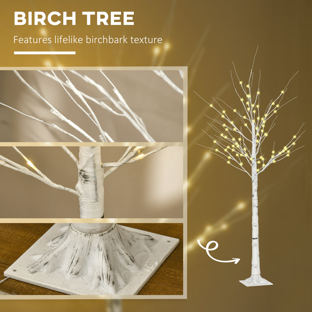 6ft Artificial White Birch Tree Light with 96 Warm White Pre-Lit LED Light for Indoor and Covered Outdoor Use