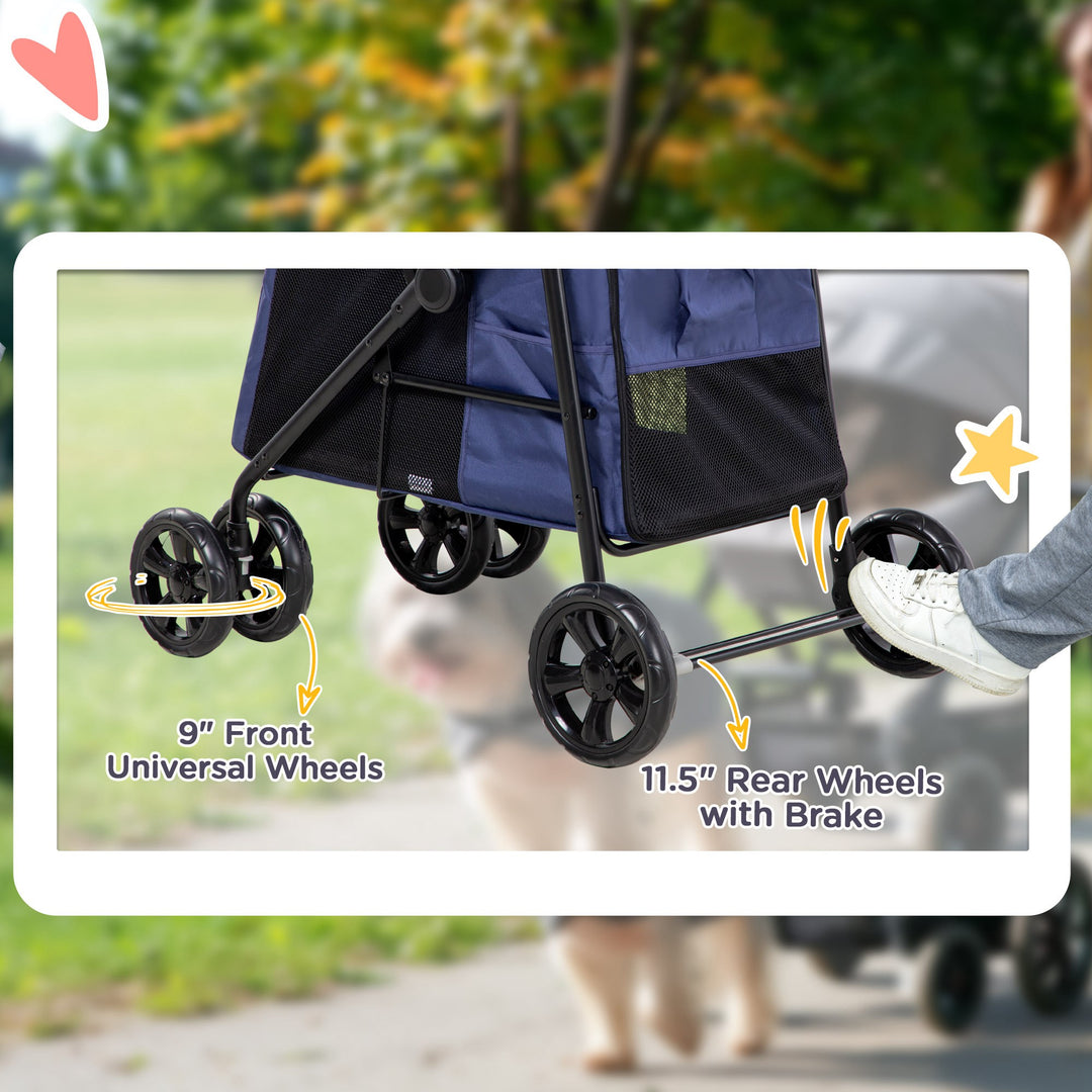 One-Click Foldable Dog Pushchair w/ EVA Wheels