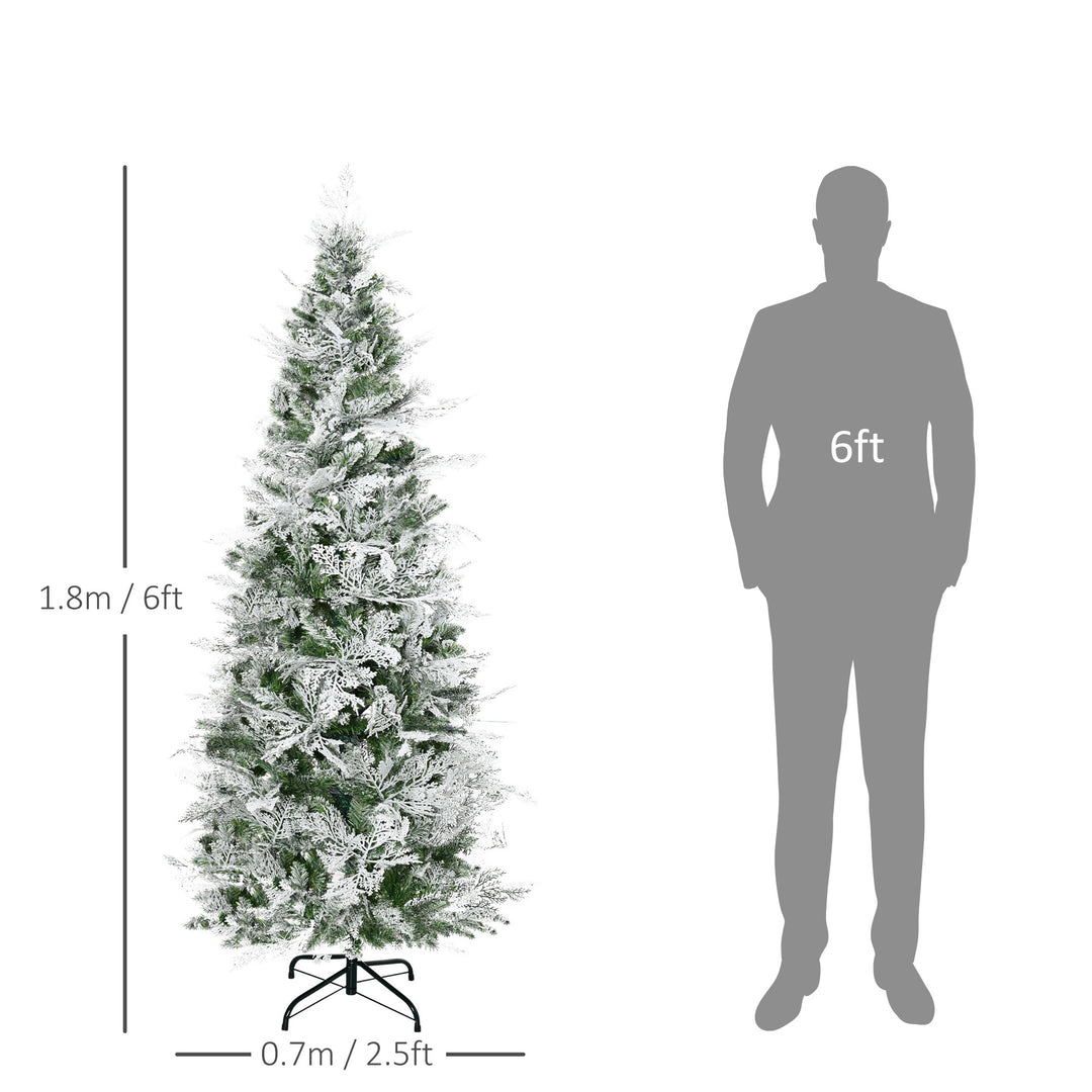 Pencil Snow Flocked Artificial Christmas Tree with Realistic Cypress Branches