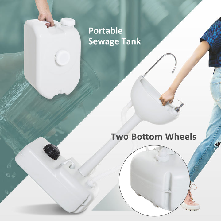 Portable Toilet and Camping Sink Set with Fresh and Waste Tank