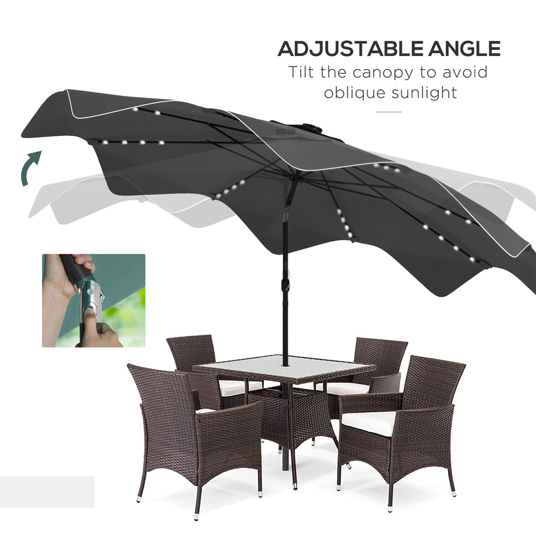 Solar Patio Umbrella with LED and Tilt