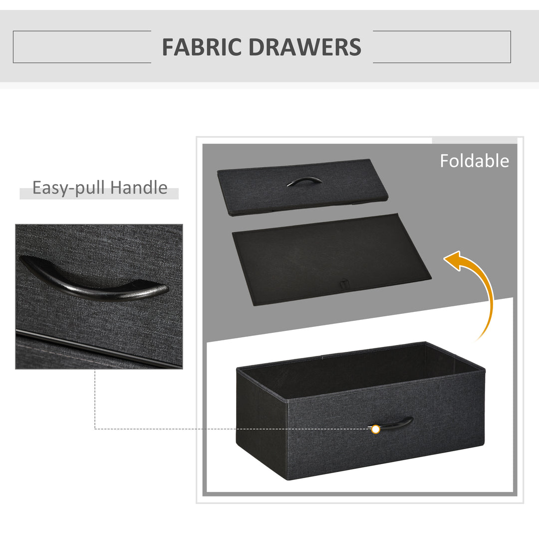 Dresser Fabric Drawers w/ 3 Linen-Feel Foldable Drawers & Metal Frame for Storage in Dining & Living Room