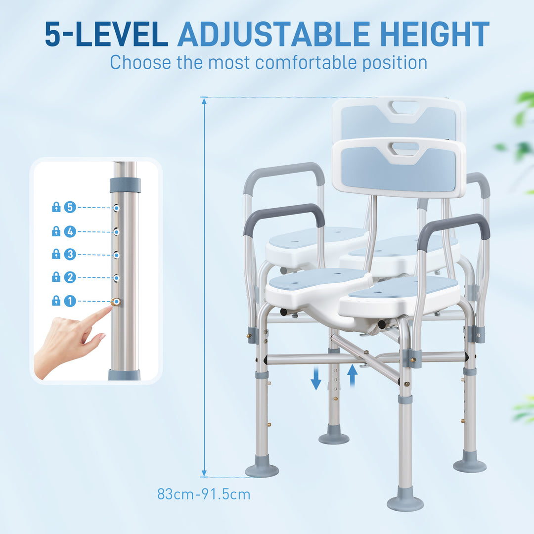 Bath Stool w/ Upgraded U-shaped Seat and Reinforced Crossbars