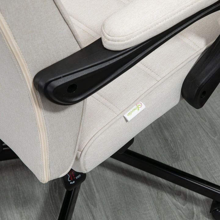 Vinsetto High-Back Linen Office Chair, White