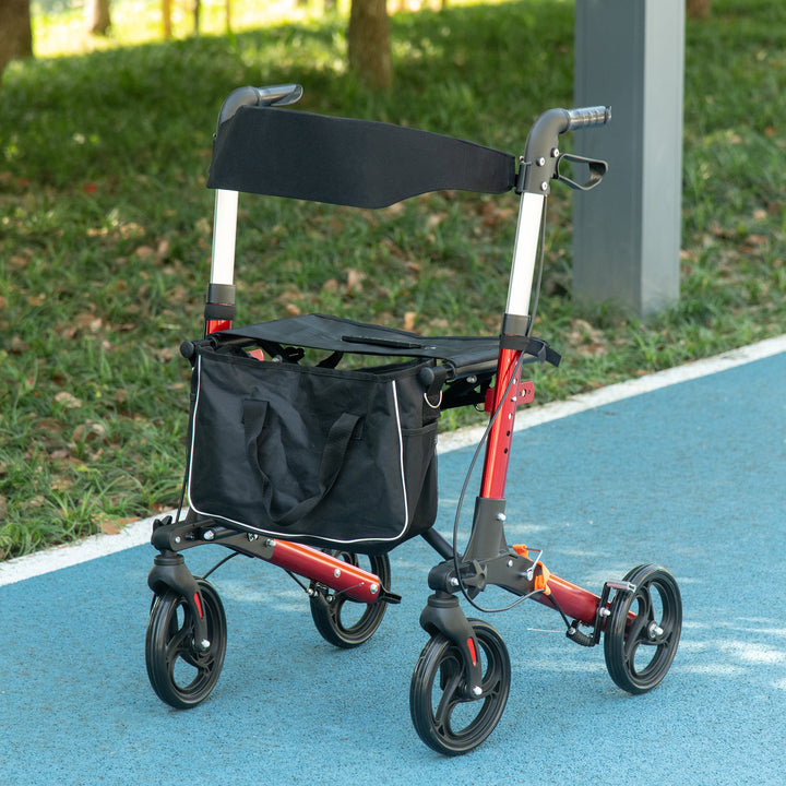 Folding Rollator Walker w/ Seat & Backrest