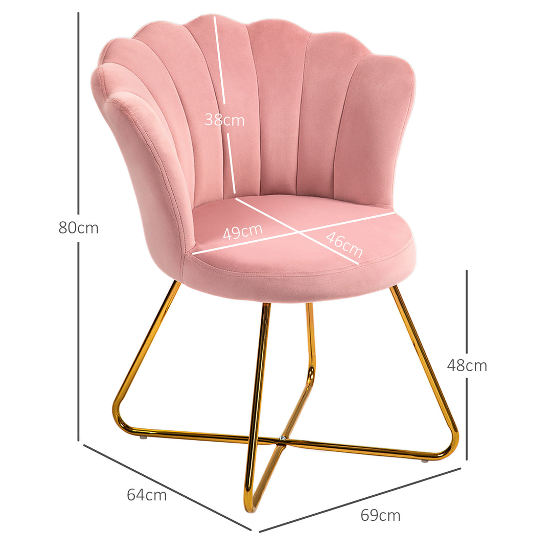 Velvet-Feel Lotus Petal Accent Chair - Pink