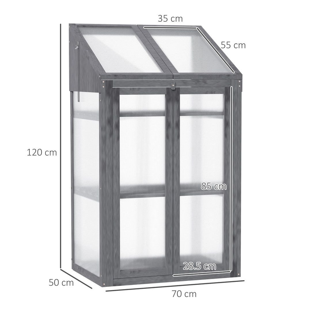 3-Tier Wooden Cold Frame Greenhouse Garden Grow House w/ Polycarbonate Glazing