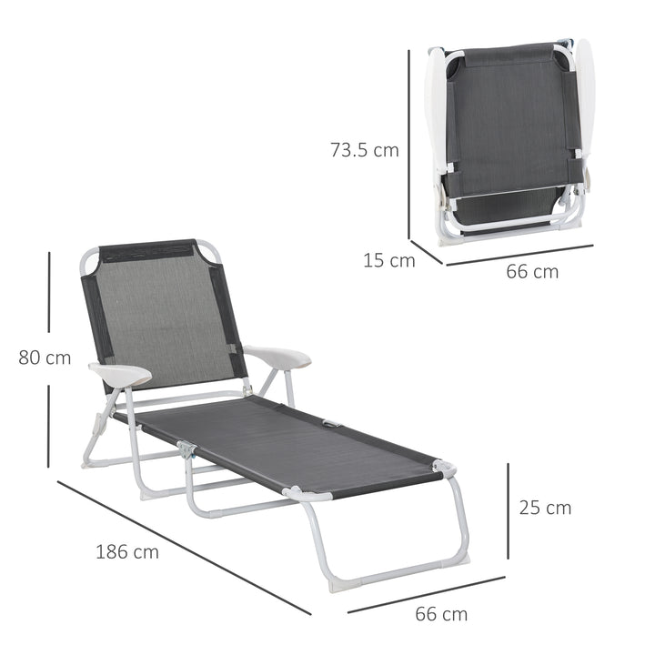 Reclining Sun Lounger: Folding Patio Chair with 4-Level Adjustable Backrest