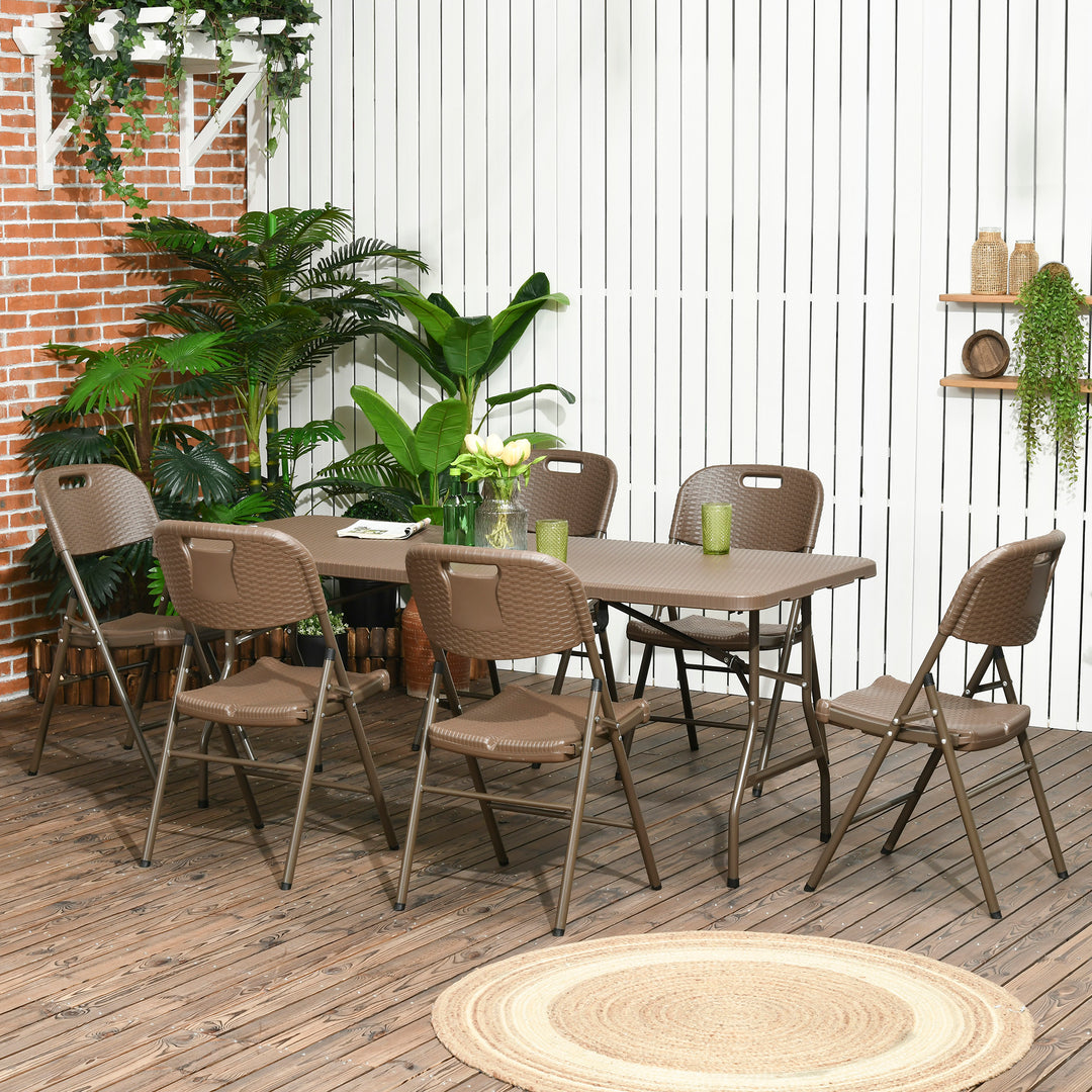 Patio 7 PCs Resin Rattan Dining Set