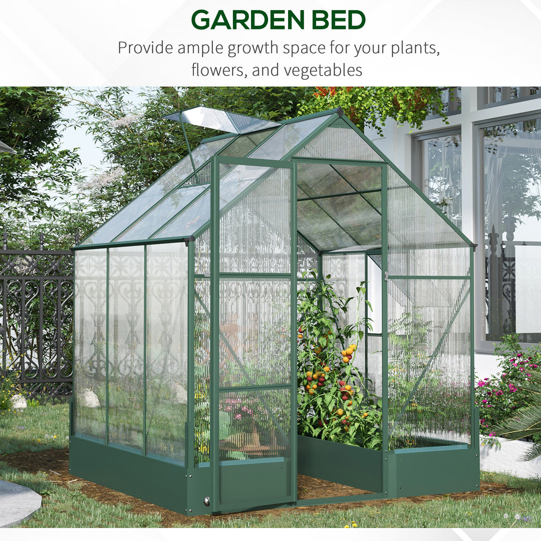 Garden Walk-in Aluminium Greenhouse Polycarbonate with Plant Bed