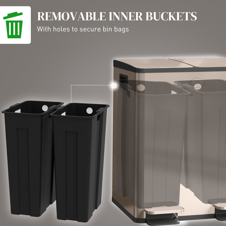 40L Dual Compartment Stainless Steel Bin