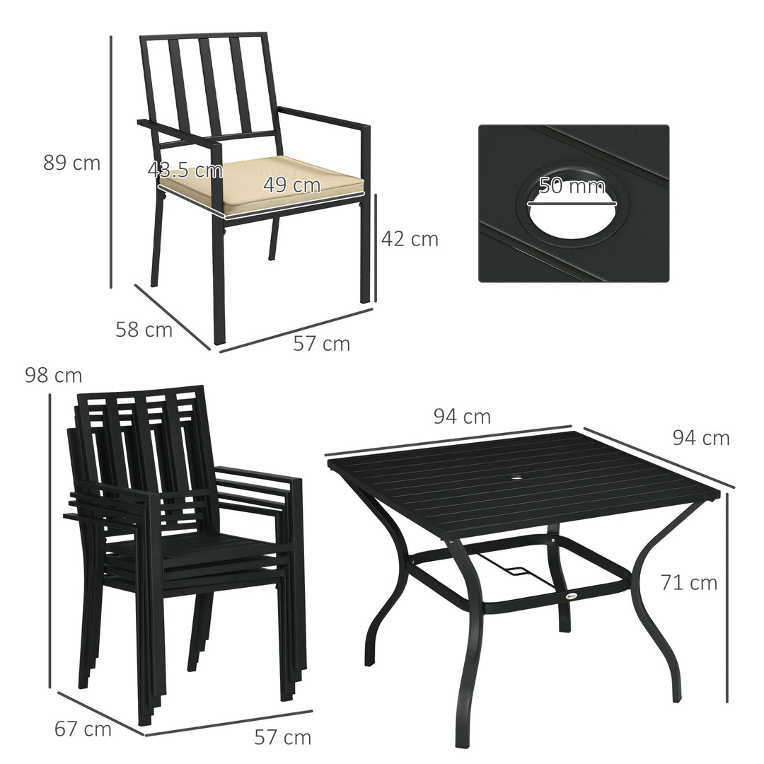 5-Piece Outdoor Dining Set with Cushions