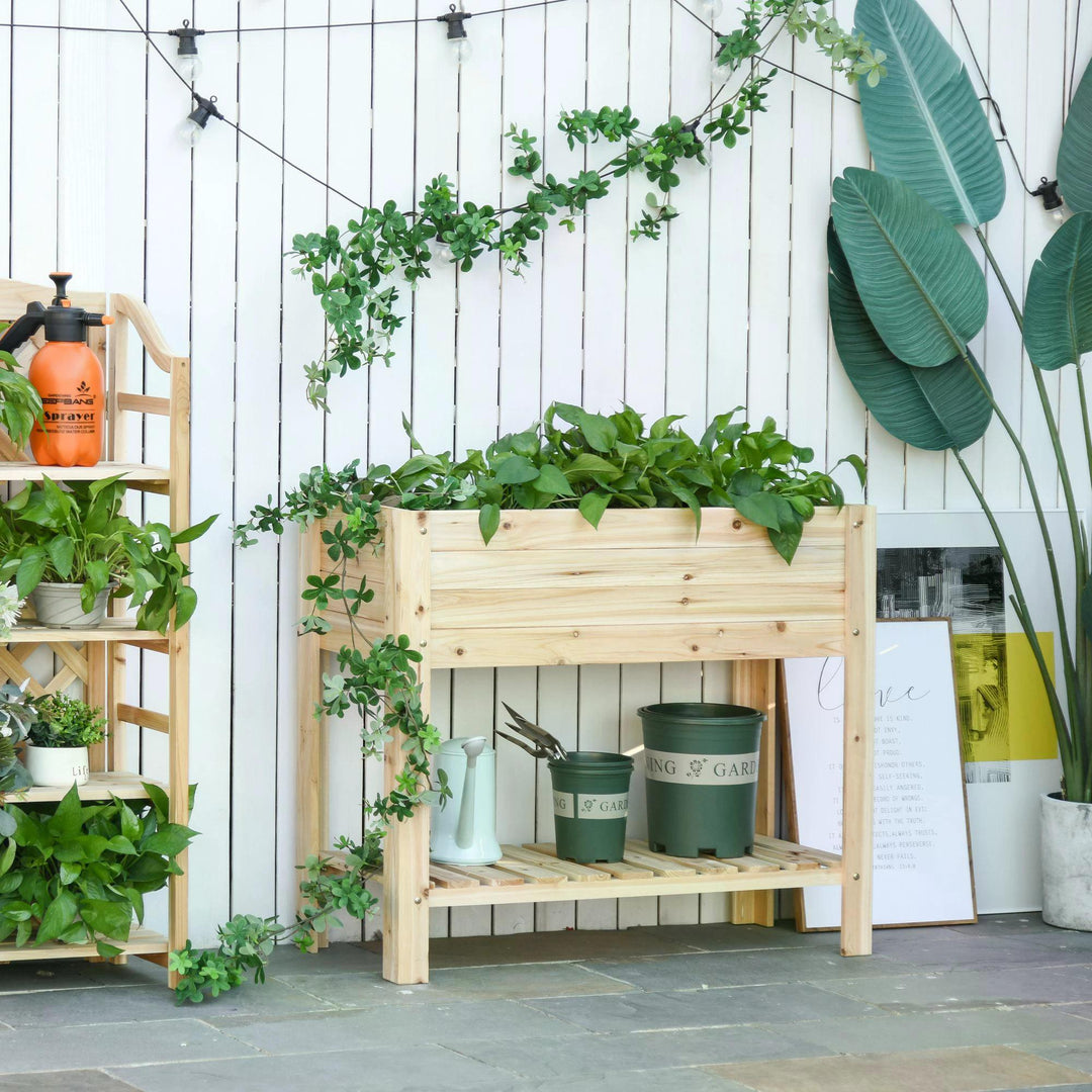 Raised Planter Bed: Tall Wooden Garden Stand with Clapboard Sides