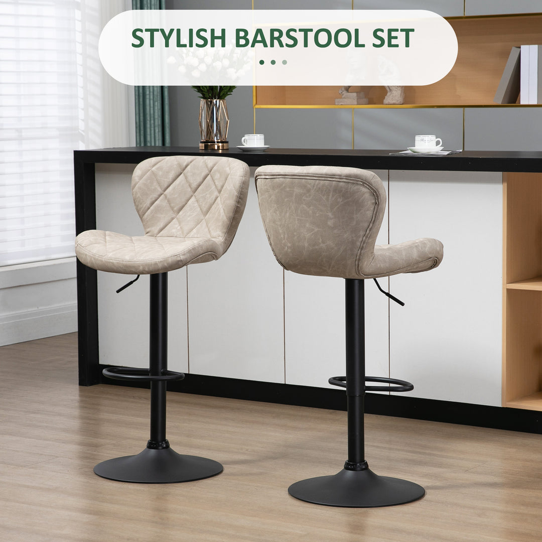 Swivel Bar Chair: Diamond Pattern PU Seat with Backrest & Footrest