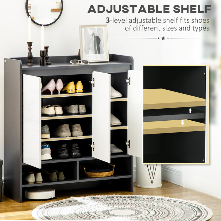 High Gloss Grey Shoe Cabinet