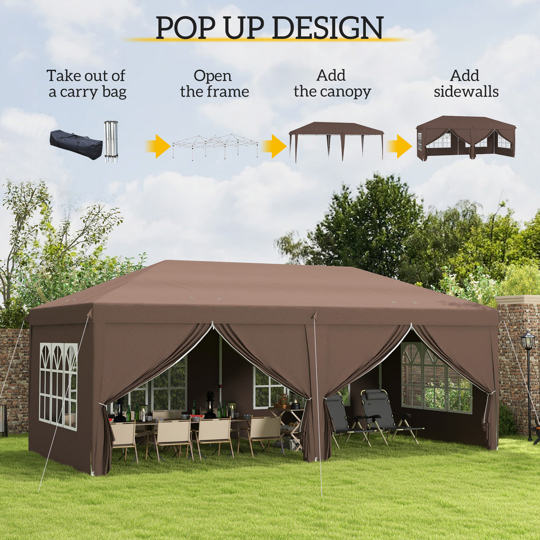 3 x 6 m Pop Up Gazebo with Sides and Windows