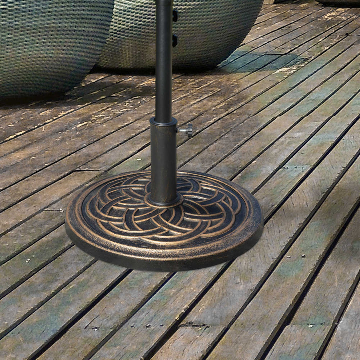 Heavy Duty Parasol Base: 11.5kg Umbrella Stand Holder for 38mm or 48mm Poles - Bronze Tone