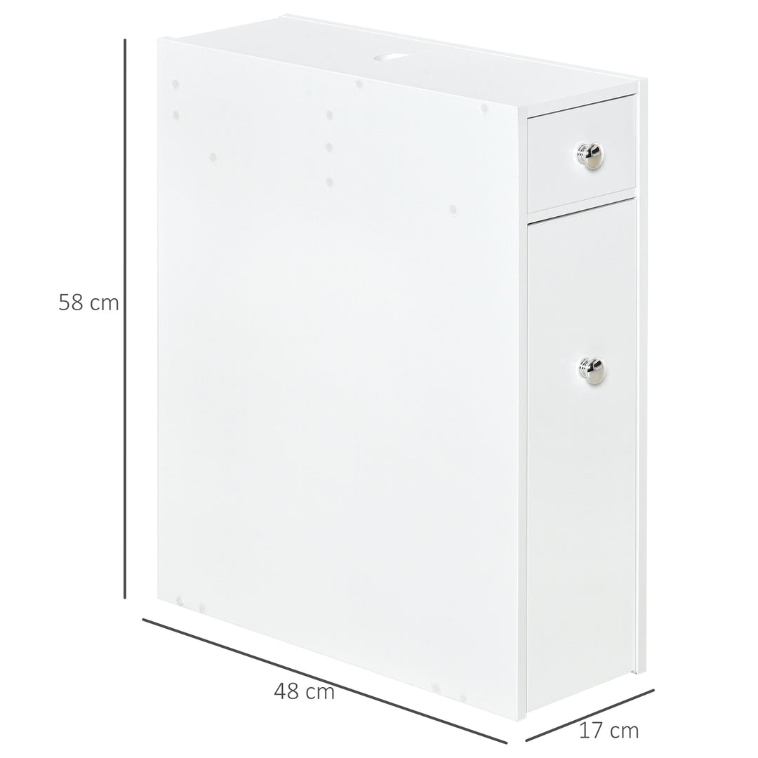 HOMCOM Slim Bathroom Cabinet with Toilet Paper Holder