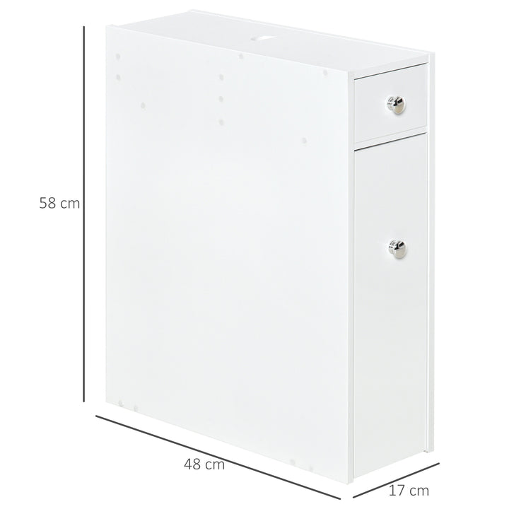 HOMCOM Slim Bathroom Cabinet with Toilet Paper Holder