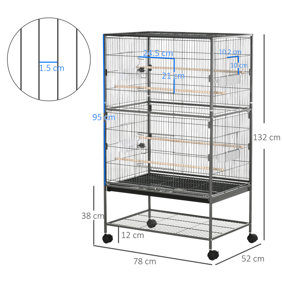 Large Bird Cage Budgie Cage for Finch Canaries Parakeet w/ Rolling Stand