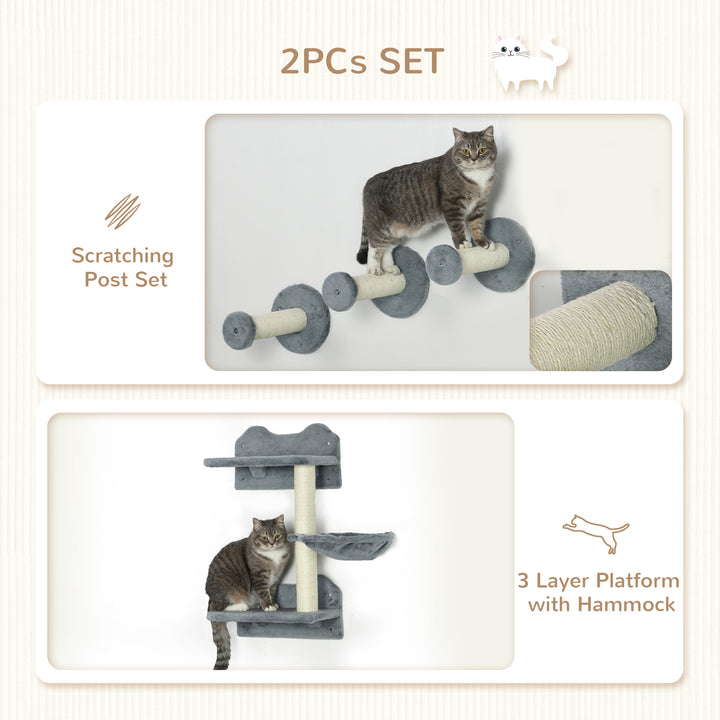 Wall-Mounted Cat Shelf Set