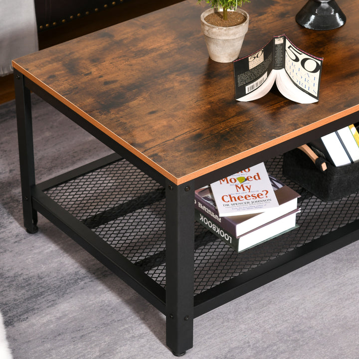 Industrial Coffee Table with Storage Shelf