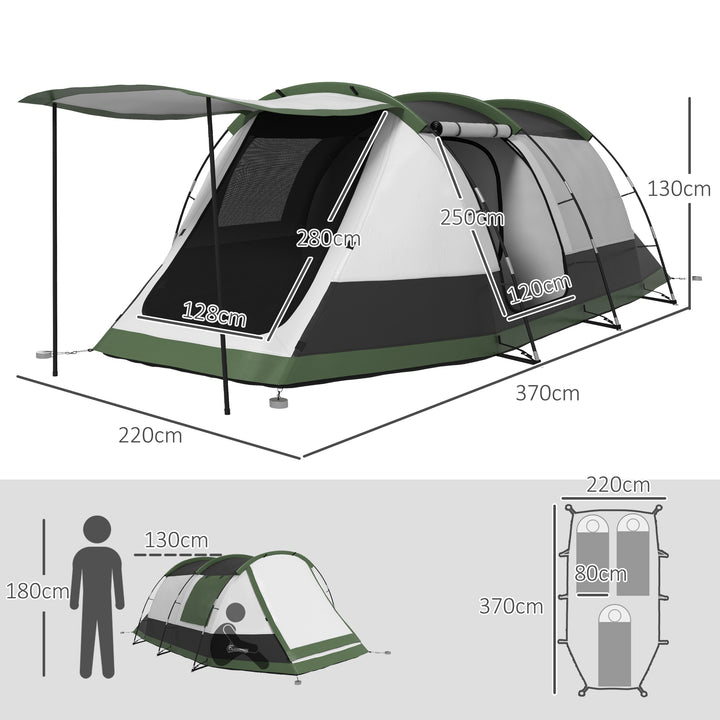 Family Camping Tent: 3-4 Person Tunnel