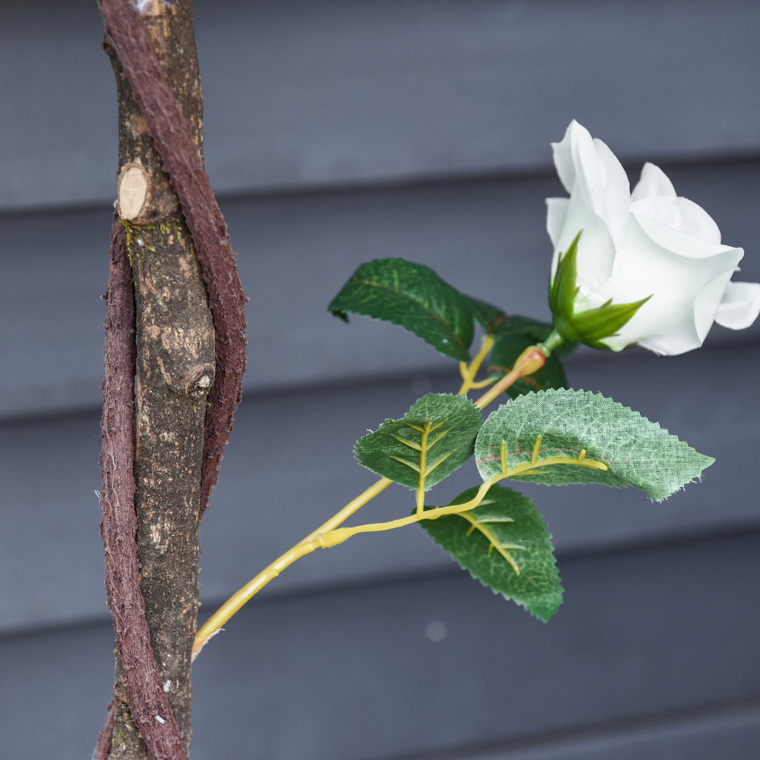 Set of 2 Artificial Plants White Rose Floral in Pot