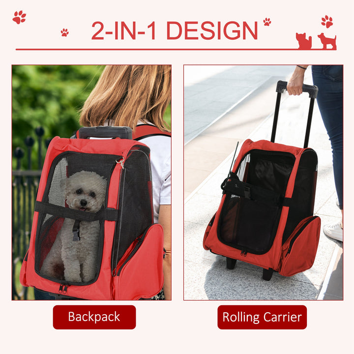 Pet Backpack Trolley: Telescopic Handle Carrier for Furry Friends on the Go